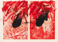 Feu II by Antoni Tàpies, 1981, Lithograph in colors, sold Dec 2016