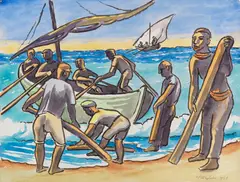 Ausfahrt zum Fischfang by Max Pechstein, 1951, Watercolor, sold Dec 2016