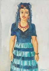 Max Pechstein, Bildnis Freda Wermel in spanischer Tracht, 1946, Oil on canvas