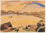 Gabriele Münter, Gebirgslandschaft mit See, Wohl um 1918, Watercolor