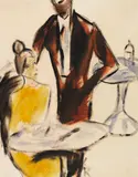 Paar (Szene im Café) by Christian Rohlfs, Um 1912, Water-tempera, sold Dec 2016