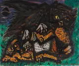 André Masson, Hibou avec lièvre, 1949, Oil on canvas