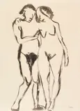 Emil Nolde, Nacktes Paar, 1908/1910, Brush and India ink drawing