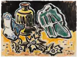 Karl Schmidt-Rottluff, Stillleben mit Disteln