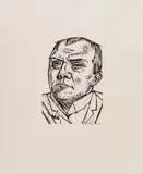 Max Beckmann, Selbstbildnis, 1922, Holzschnitt auf leicht rosafarbenem Japan