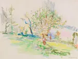Oskar Kokoschka, Frühlingsgarten in Villeneuve, 1959, Watercolor