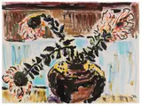 Karl Schmidt-Rottluff, Stillleben mit Chrysanthemen, 1967, Chalks