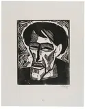 Karl Schmidt-Rottluff, Bildnis O.M. (Otto Mueller), 1914, Woodcut, on light-weight laid paper, with full margins,