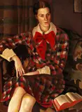 Richard Ziegler, Porträt einer Dame mit Buch (Paula Pfeifer, die Cousine des Künstlers), 1929, Oil on canvas
