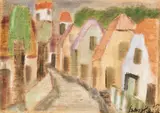 Eduard Bargheer, Dorfstraße, 1975, Oil on canvas