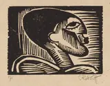 Karl Schmidt-Rottluff, Männlicher Kopf, 1917, Woodcut