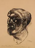 Max Pechstein, Männerporträt im Profil, 1912, Brush and India ink drawing