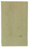 Paula Modersohn-Becker, Stehender Mächenakt, Um 1905, Pencil drawing