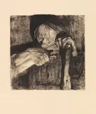 Beim Dengeln by Käthe Kollwitz, 1908, Etching and aquatint, sold Dec 2016