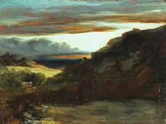 Carl Blechen, Mönch auf der Terrasse, Um 1835, Oil on panel
