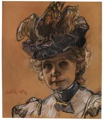 Porträt Gertraud Luberich by Leo Putz, 1899, Chalk drawing, sold Nov 2016