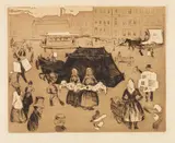 Edvard Munch, Der Leichenwagen. Potsdamer Platz, 1902, Etching
