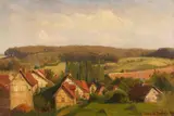 Karl Raupp, Blick auf Willingshausen in Hessen, 1867/1869, Oil on cardboard