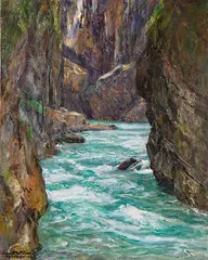 Albert Wenk, Die Partnachklamm bei Partenkirchen, 1915, Oil on canvas