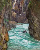Albert Wenk, Die Partnachklamm bei Partenkirchen, 1915, Oil on canvas