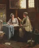 Edward Portielje, Der Brief, Ca. 1880/90, Oil on panel
