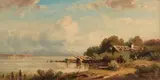 August Seidel, Fischerhütte am Starnberger See, Um 1880, Oil on paper