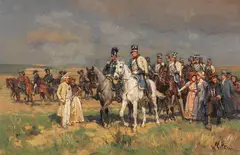 Begegnung auf der Landstraße by Wilhelm Velten, Ca. 1880-1920, Oil on panel, sold Nov 2016