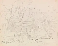 Kleine Gartenlandschaft by Carl Spitzweg, 1867, Pencil drawing, sold Nov 2016