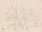 Carl Spitzweg, Kleine Gartenlandschaft, 1867, Pencil drawing