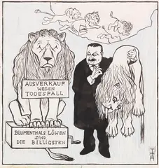 Blumenthal in der Löwengrube by Thomas Theodor Heine, 1904, India ink drawing, sold Nov 2016