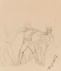 Verhafteter Spitzbube by Carl Spitzweg, Ca. 1860/70, Pencil drawing, sold Nov 2016