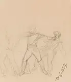 Carl Spitzweg, Verhafteter Spitzbube, Ca. 1860/70, Pencil drawing