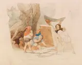Anton von Werner, Zwerge im Wald (Entwurfszeichnung für ein Kinderzimmer)