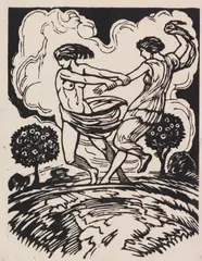 4 Bll: Ekstase. Felsschlucht. Reigen. Liebespaar by Ludwig von Hofmann, Ca. 1910-1930, Woodcut, sold Nov 2016