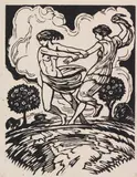 Ludwig von Hofmann, 4 Bll: Ekstase. Felsschlucht. Reigen. Liebespaar, Ca. 1910-1930, Woodcut