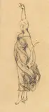Anton von Werner, Allegorische Frauenfigur mit Füllhorn (Skizzenblatt), Um 1860, Pencil drawing