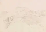 Theobald von Oer, Blick auf Civitella, Ca. 1837-1839, Pencil drawing