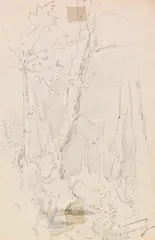 Waldstudie by Carl Spitzweg, Ca. 1856, Pencil drawing, sold Nov 2016