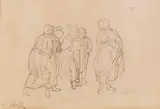 Ludwig Richter, Figurengruppe mit Studenten und einer Frau