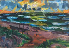 Max Pechstein, Stürmisches Wetter an der Ostsee (Beschienene Wellen), 1919, Oil on canvas