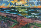 Max Pechstein, Stürmisches Wetter an der Ostsee (Beschienene Wellen), 1919, Oil on canvas