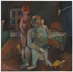Heinrich Campendonk, Drei Akte mit Schildkröte, Um 1920, Oil on canvas