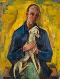 Karl Hofer, Mann (Jüngling) mit Hund