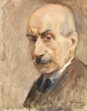 Max Liebermann, Selbstbildnis, Büste im Dreiviertelprofil nach links, Um 1922, Oil on panel