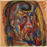Otto Dix, Porträt eines Pfeiferauchenden, Um 1917, Gouache