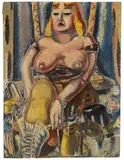 Paul Kleinschmidt, Schuhanziehende Zirkusdame, 1938/1948, Oil on canvas