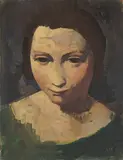 Karl Hofer, Studie eines Mädchenkopfes mit gesenktem Blick