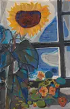 Otto Dix, Sonnenblume am Atelierfenster, 1949, Oil on fibreboard
