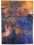 Emil Nolde, Drei Halbfiguren mit gelbem Haar und blauer Kleidung, Um 1931, Watercolor