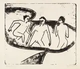 Drei Akte im Wasser, Moritzburg by Ernst Ludwig Kirchner, 1910, Lithograph, sold Jun 2016